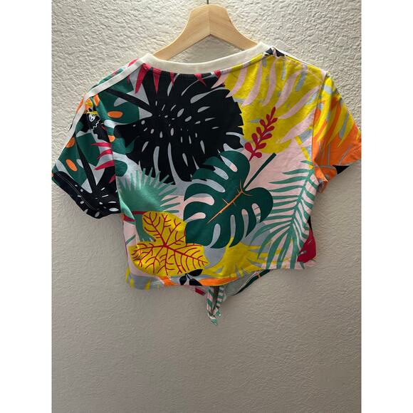 Rare Adidas Originals Tropicalage Tie Front Crop Tee Multicolor M Y2K Streetwear - Picture 5 of 7